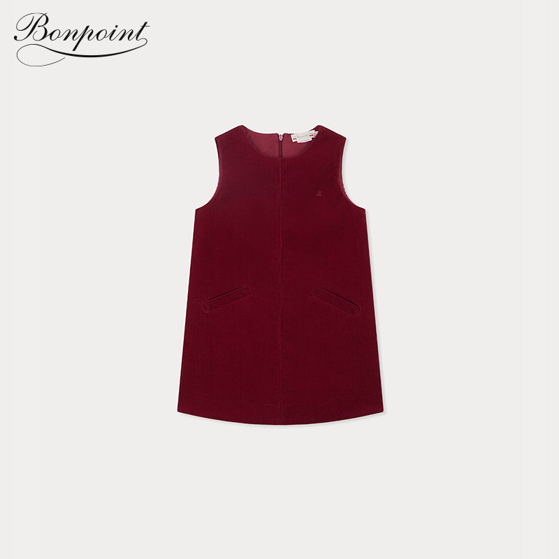 【新品】2025秋冬女大童纯色灯芯绒无袖拉链连身裙Bonpoint童装,淘宝优惠券,粉丝福利购,淘宝优惠卷