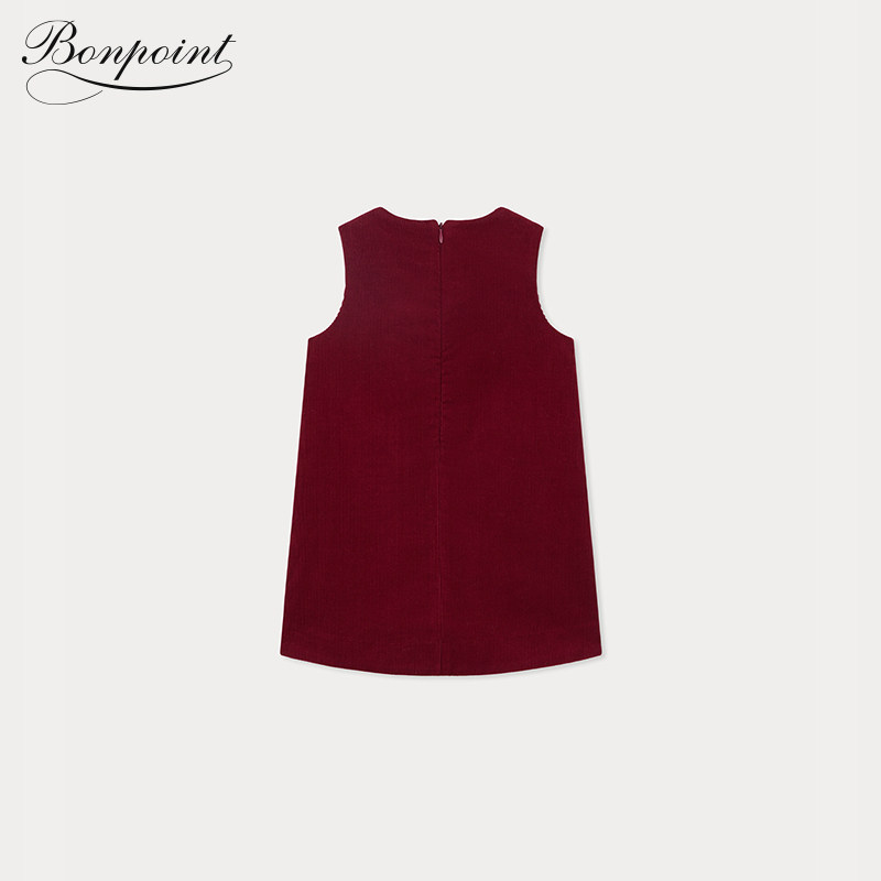 【新品】2025秋冬女大童纯色灯芯绒无袖拉链连身裙Bonpoint童装,淘宝优惠券,粉丝福利购,淘宝优惠卷