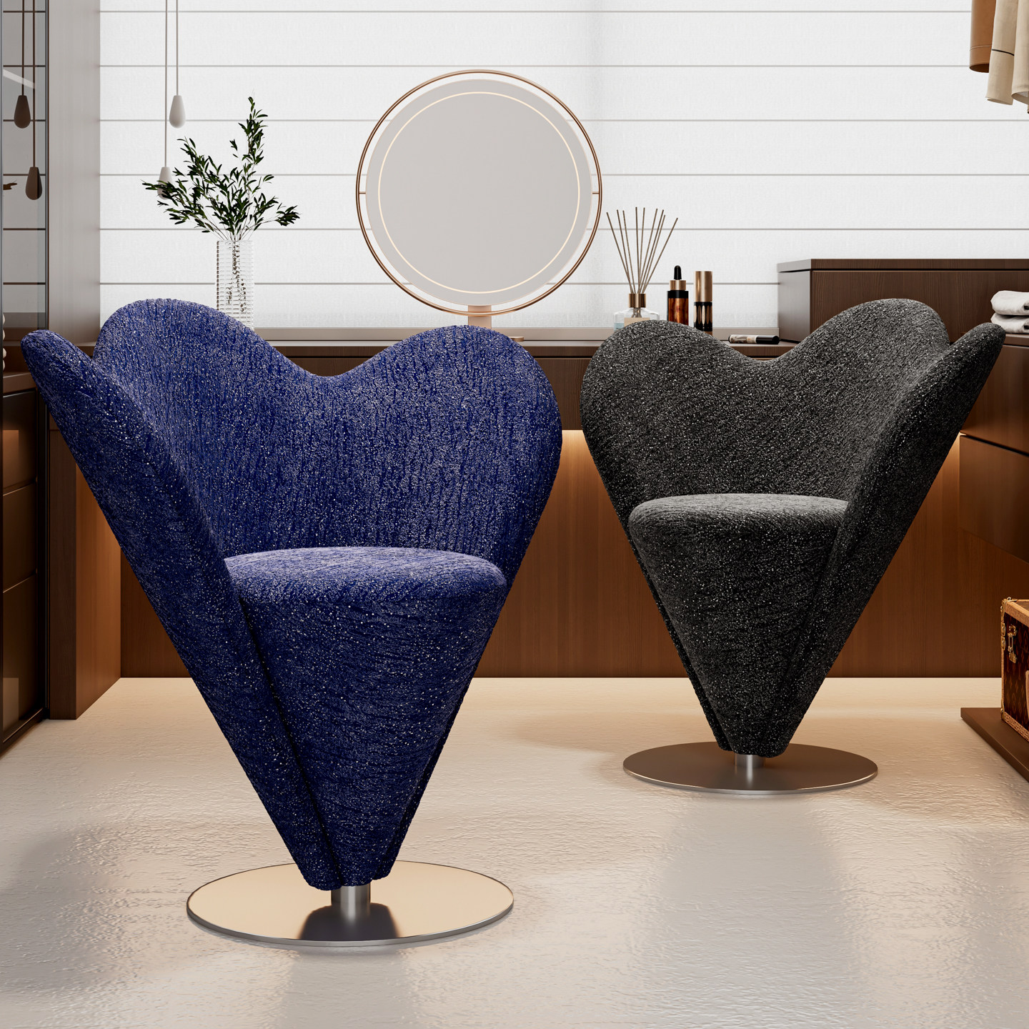 化妆椅轻奢高级感可旋转梳妆凳女生卧室梳妆台凳子设计师沙发椅子,淘宝优惠券,粉丝福利购,淘宝优惠卷