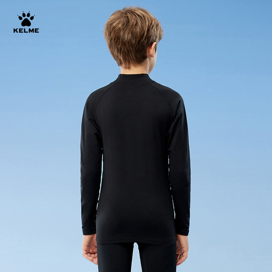 KELME卡尔美儿童运动T恤男女紧身衣长袖加绒打底衫足球训练服套装