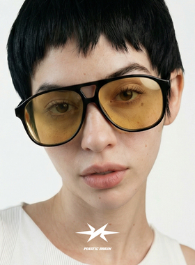 PLASTIC BRAIN飞行员大框素颜墨镜复古玳瑁防紫外线太阳眼镜男女