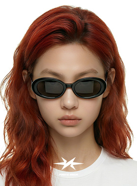 PLASTIC BRAIN复古猫眼墨镜女黑色窄框显脸小太阳眼镜防紫外线