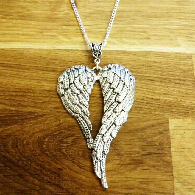 ebay欧美饰品 守护天使翅膀镀银项链 天使翅膀项链毛衣链
