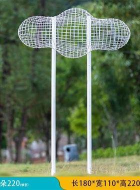 户外网红抽象几何兔子玻璃钢雕塑园林景观不锈钢云朵人物装饰摆件