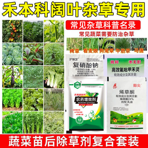 蔬菜苗后除草剂套装蔬菜除草剂禾本尖叶草套装牛筋草芦苇草农药 - 图1