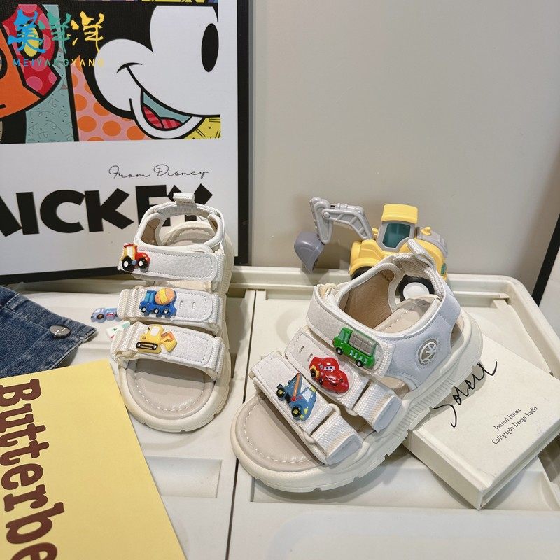 男孩运动凉鞋男款儿童小汽车工程车沙滩鞋2025新款男童夏款软底男,淘宝优惠券,粉丝福利购,淘宝优惠卷
