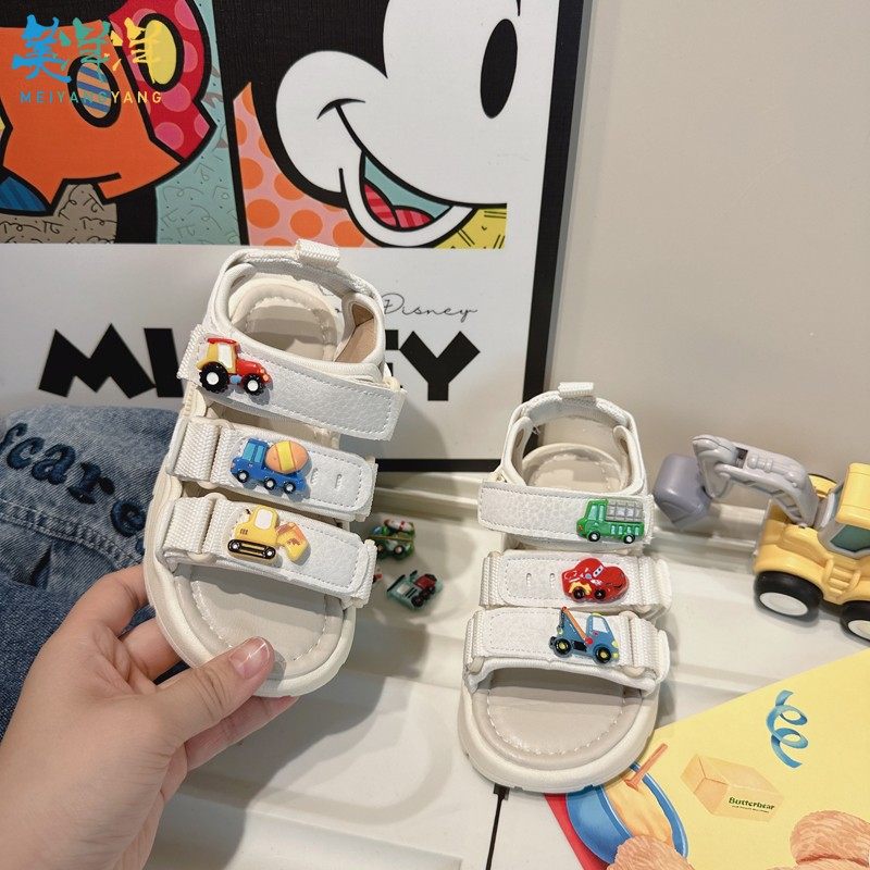 男孩运动凉鞋男款儿童小汽车工程车沙滩鞋2025新款男童夏款软底男,淘宝优惠券,粉丝福利购,淘宝优惠卷