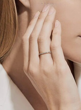 德国满钻戒指礼盒装细指环高级感排钻尾戒女素圈小众带钻合金饰品
