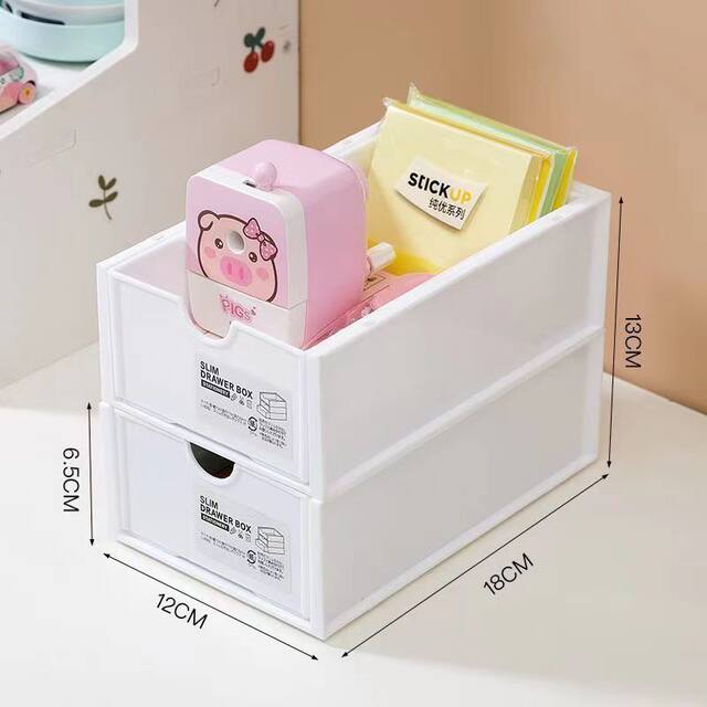 No-print white elevated storage box drawer dormitory organization box student stationery organization simple