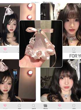 甜度超标~氛围感少女蕾丝蝴蝶结生日头饰帽发夹装饰拍照出片道具