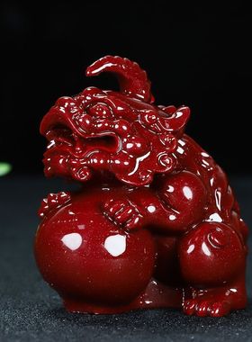 原矿朱砂紫金砂貔貅独角兽摆件有求必应招财镇宅家居车用礼品摆件