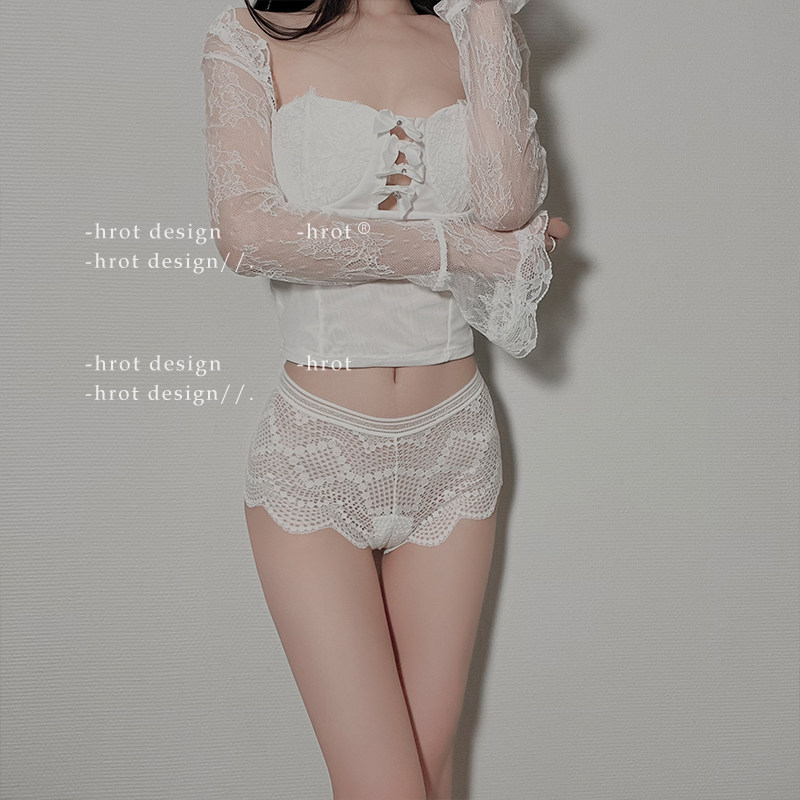 一秒性感 *白色纯欲中腰蕾丝内裤火辣少女t裤半包臀三角短裤女士,淘宝优惠券,粉丝福利购,淘宝优惠卷