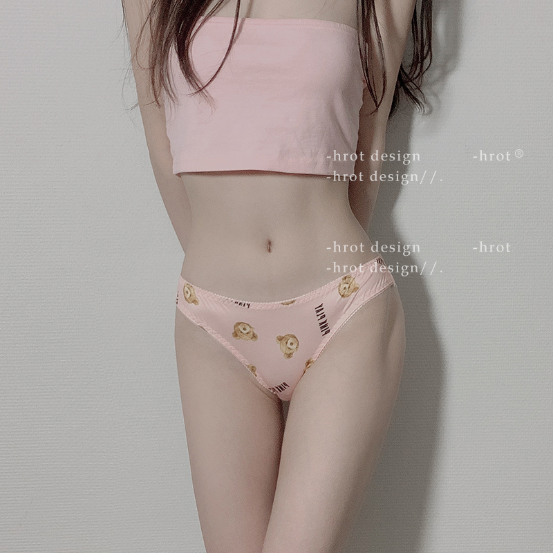 小熊饼干*蕾丝少女三角短裤卡通可爱性感冰丝无痕内裤女薄款新款,淘宝优惠券,粉丝福利购,淘宝优惠卷