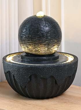 高端流水摆件循环水客厅招财装饰家用桌面开业礼物生财风水轮造景