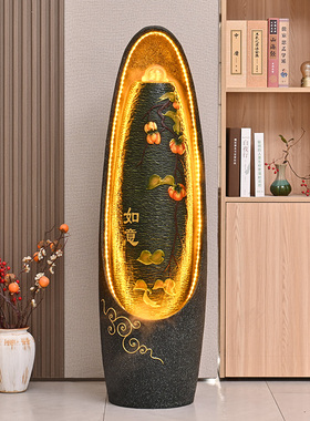 现代假山流水摆件循环水客厅招财落地家庭喷泉加湿器聚财风水轮