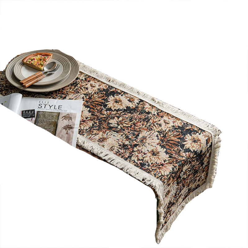 MOLA.painting.桌布提花向日葵流苏桌旗隔热餐垫盖巾美式|油画,淘宝优惠券,粉丝福利购,淘宝优惠卷