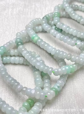 A货翡翠黄绿白紫多彩算盘珠手链5mm缅甸天然小圆鼓珠手串财源滚滚