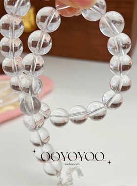 小众圆珠项链白水晶女