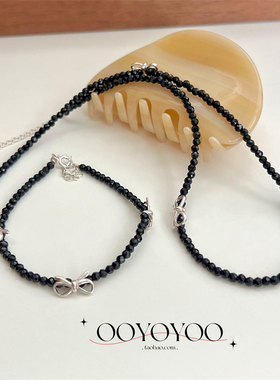 韩版叠戴小众设计蝴蝶结颈链珍珠