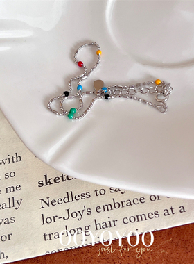 纯银女彩色珠子珠链手链不掉色