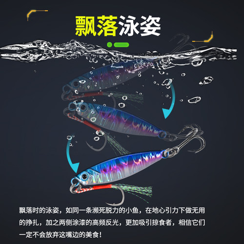 名犀远投双钩飘落铁板路亚饵淡水岸抛亮片海钓鲈鱼翘嘴鳜鱼假饵 - 图0