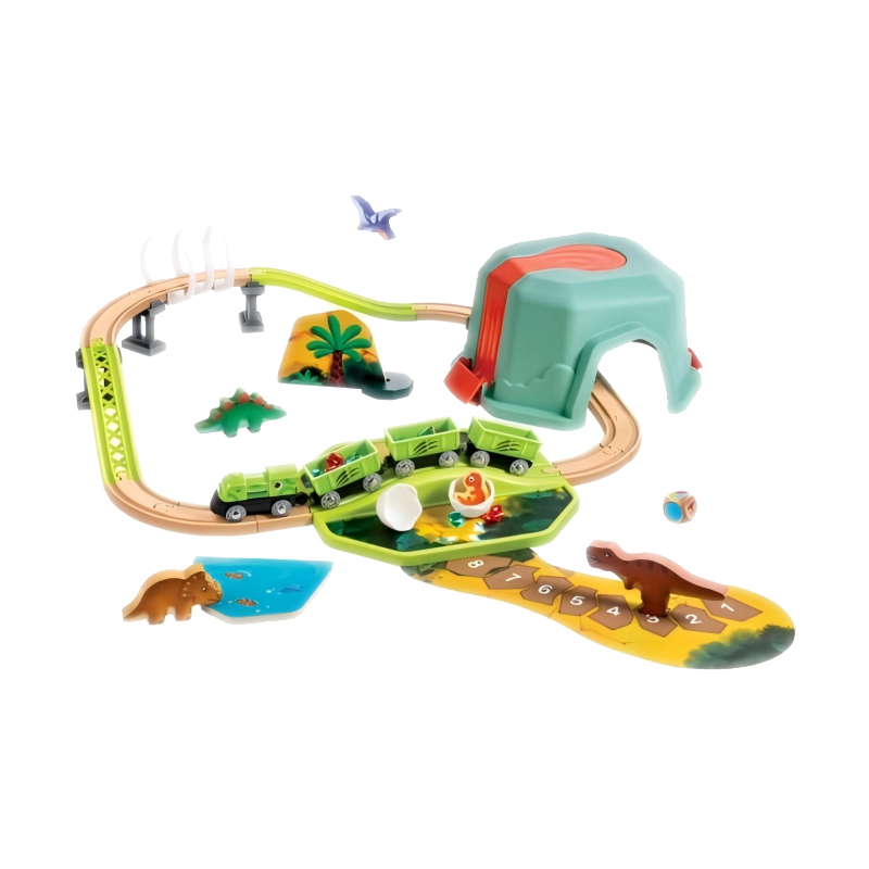 【甄选】Hape火车轨道恐龙冒险收纳套电动火车儿童玩具拼搭积木