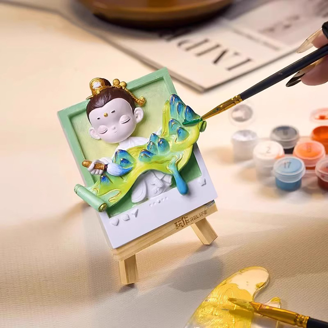 玩作手绘套装香薰冰箱贴填色diy数字油画梵高丙烯颜料立体浮雕画