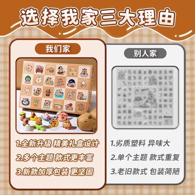卡皮巴拉洞洞乐拆拆乐植绒公仔盲盒挂件小礼品儿童小盲袋男女孩子 - 图0
