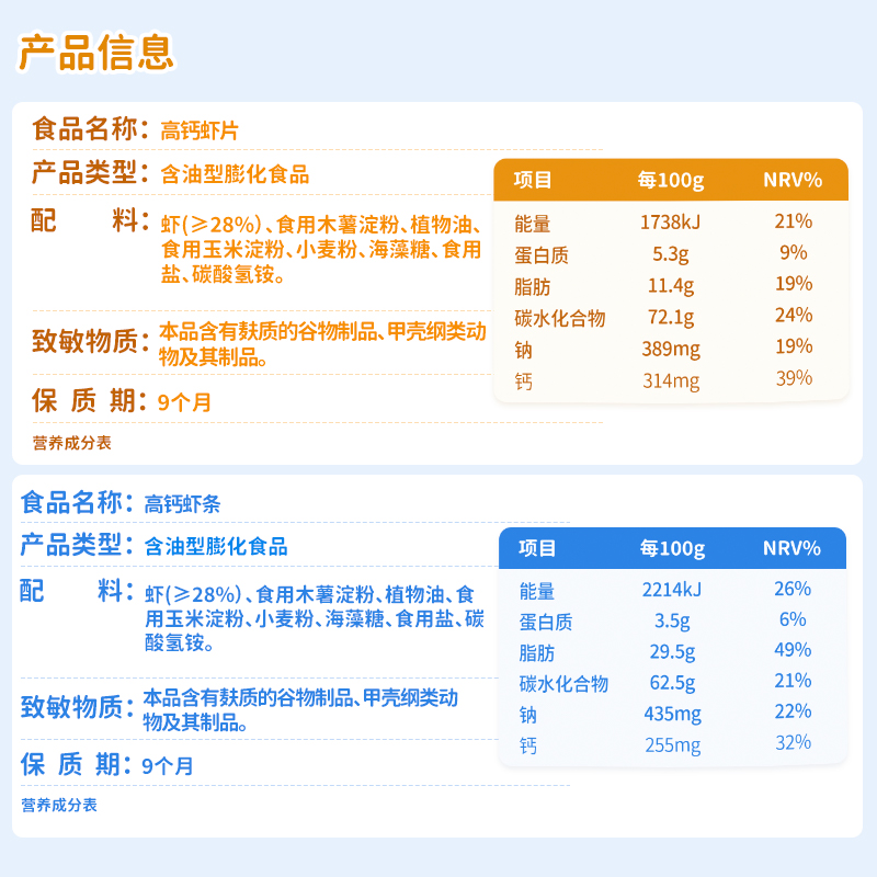 喵小侠高钙真虾片非油炸儿童营养小零食，送宝宝婴儿幼儿辅食食谱