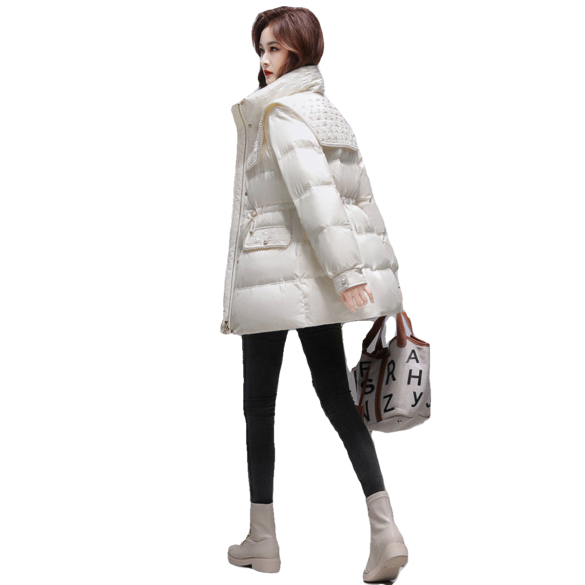 千仞岗2025冬季新款海军领羽绒服女中长款时尚洋气减龄立领外套