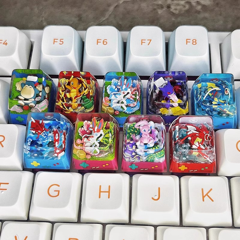 宝可梦神奇宝贝3D立体图鉴树脂透光个性键帽机械键盘十字轴SA高度 - 图0