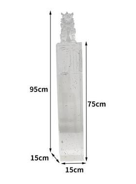 新中式落地透明树脂招财狮子摆件门口玄关书房别墅拴马柱动物雕塑