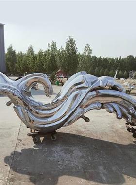 大型不锈钢水浪花雕塑定制创意水滴波纹庭院装饰水景镜面美陈摆件