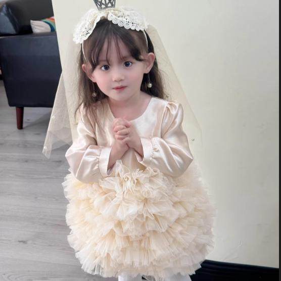 秋款女童百天周岁礼服洋气公主裙连衣裙婚纱表演裙走秀花童蓬蓬裙,淘宝优惠券,粉丝福利购,淘宝优惠卷