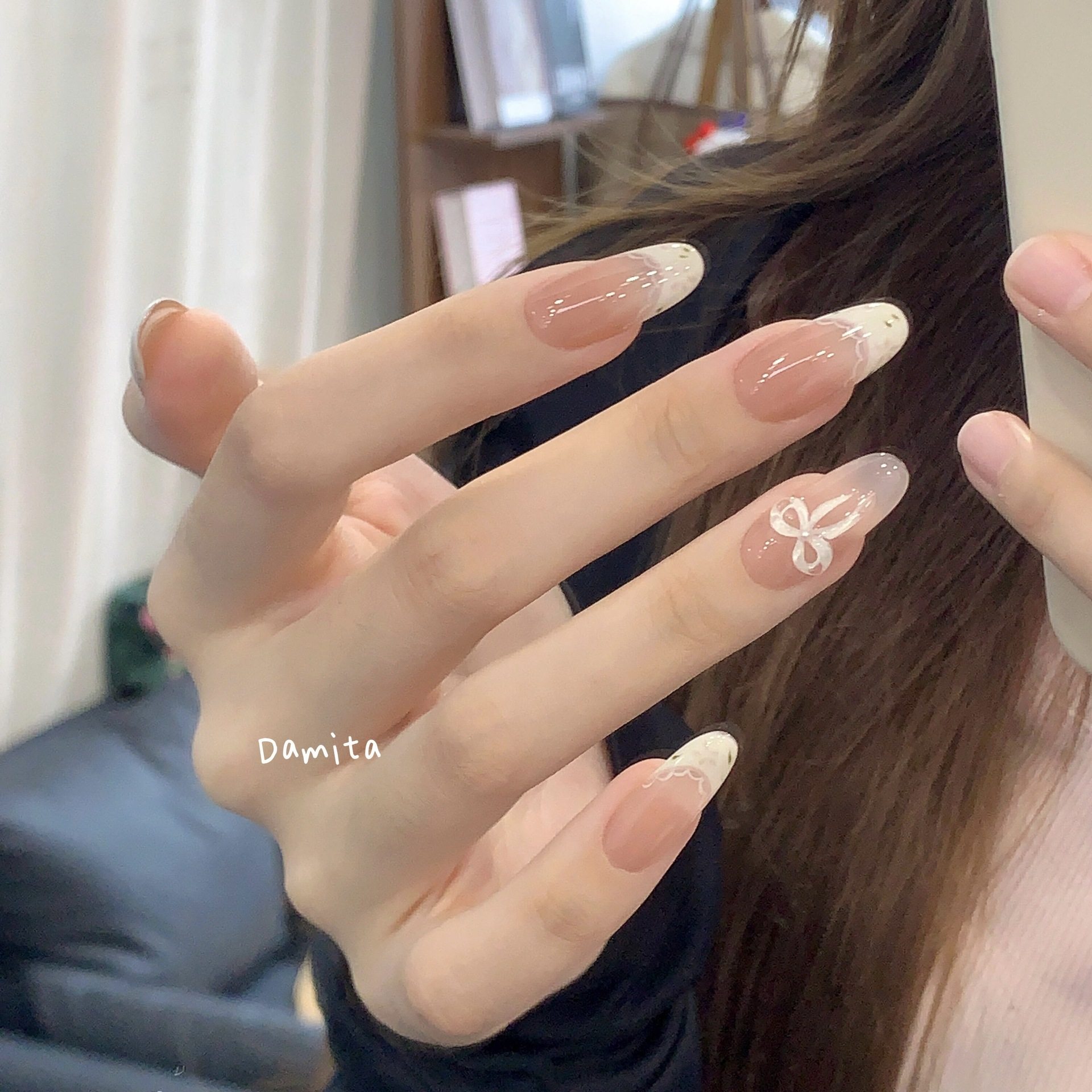 奶油碎花穿戴甲法式贴片温柔显白ins蝴蝶结可拆卸手工甲学生美甲,淘宝优惠券,粉丝福利购,淘宝优惠卷