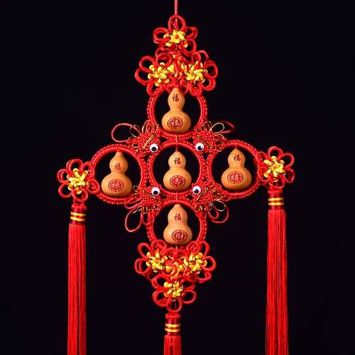 Китайская тыква подвеска натуральная крыльца висят свадебный свадебный Новый год Пяти благословения персонаж подвесной ювелирные изделия, чтобы переместить домой дверь