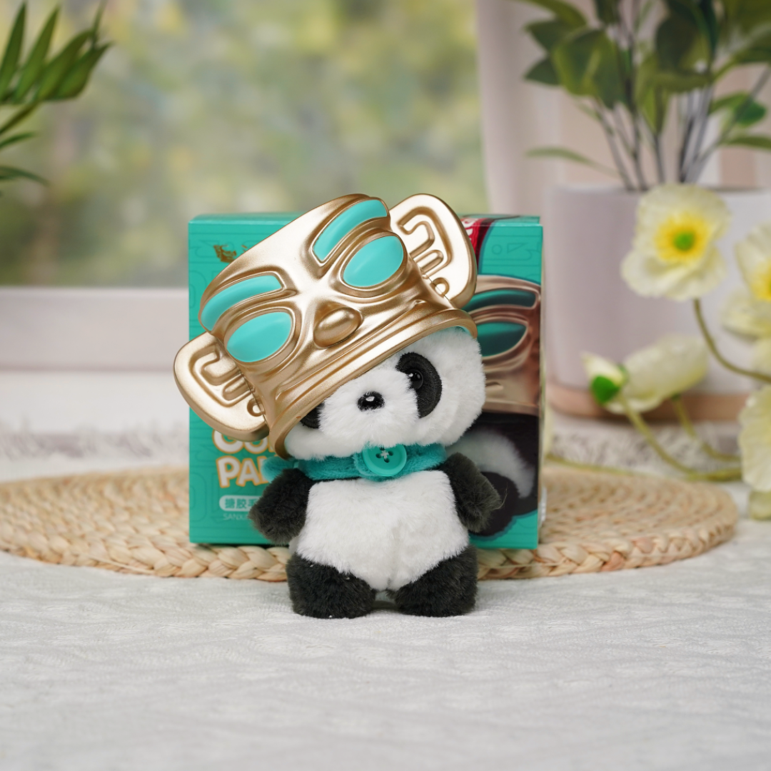 三星堆博物馆文创神目熊猫毛绒玩偶可爱公仔送纪念品生日伴手礼物