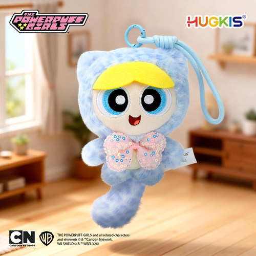 HUGKIS飞天小女警豹猫款毛绒挂件正版卡通包挂钥匙扣可爱公仔礼物 - 图0