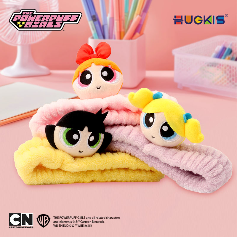 HUGKIS飞天小女警毛绒束发带可爱卡通敷面膜发箍女生洗脸专用发带 - 图0