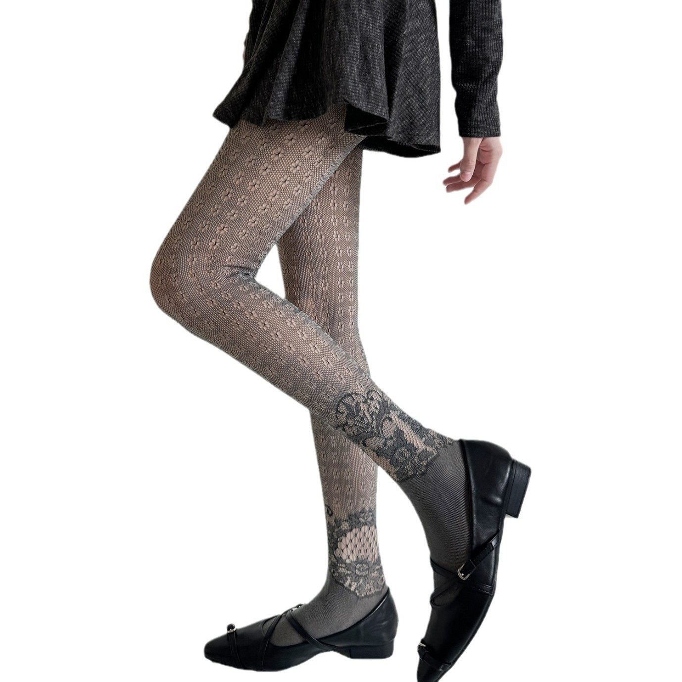 复古蕾丝个性提花网袜女灰色y2k辣妹甜酷格子丝袜配长筒靴裤袜子,淘宝优惠券,粉丝福利购,淘宝优惠卷
