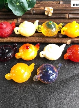 新品二代蜜蜡琥珀荧小把光把把壶手件血黄珀吊坠油蓝珀蜜蜡茶鸡壶