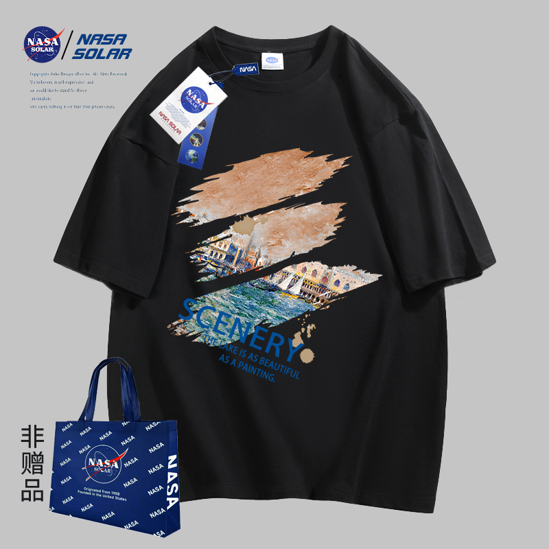 NASA联名夏季新款情侣百搭潮牌印花纯棉户外短袖T恤04