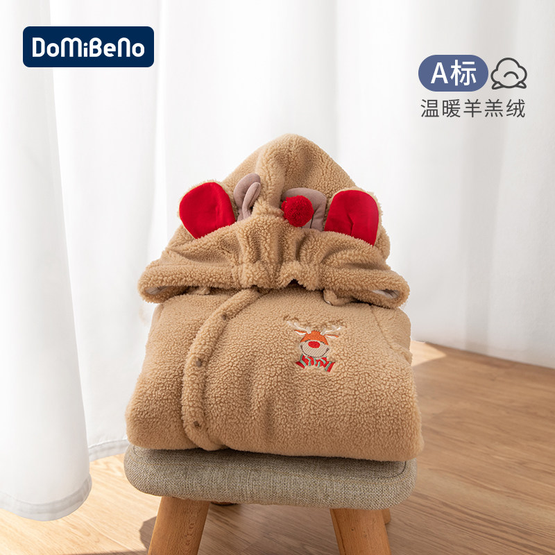婴儿羊羔绒连体衣服冬季过新年棉服 domibeno连身衣/爬服/哈衣