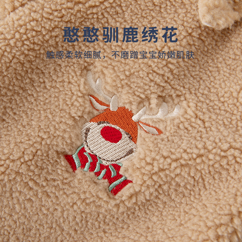 婴儿羊羔绒连体衣服冬季过新年棉服 domibeno连身衣/爬服/哈衣