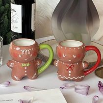 Cute Couffee mugs ceramic Christmas 3D Gingerbread Man Cups