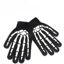 Knitting Gloves Skeleton Head Luminous Half Finger Full