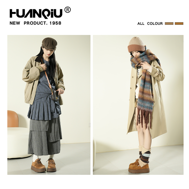 环球复古加绒勃肯鞋女款2025秋冬季新款厚底增高棉鞋百搭休闲女鞋 - 图2