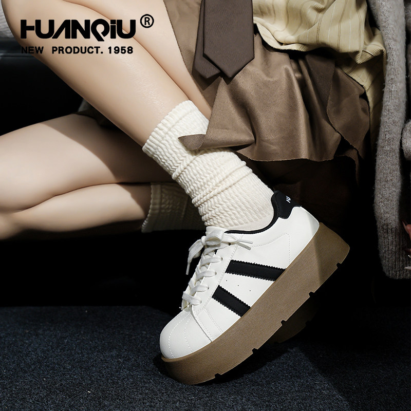 环球丑萌大头德训鞋女2026春季新款厚底增高鞋休闲小白鞋运动板鞋,淘宝优惠券,粉丝福利购,淘宝优惠卷