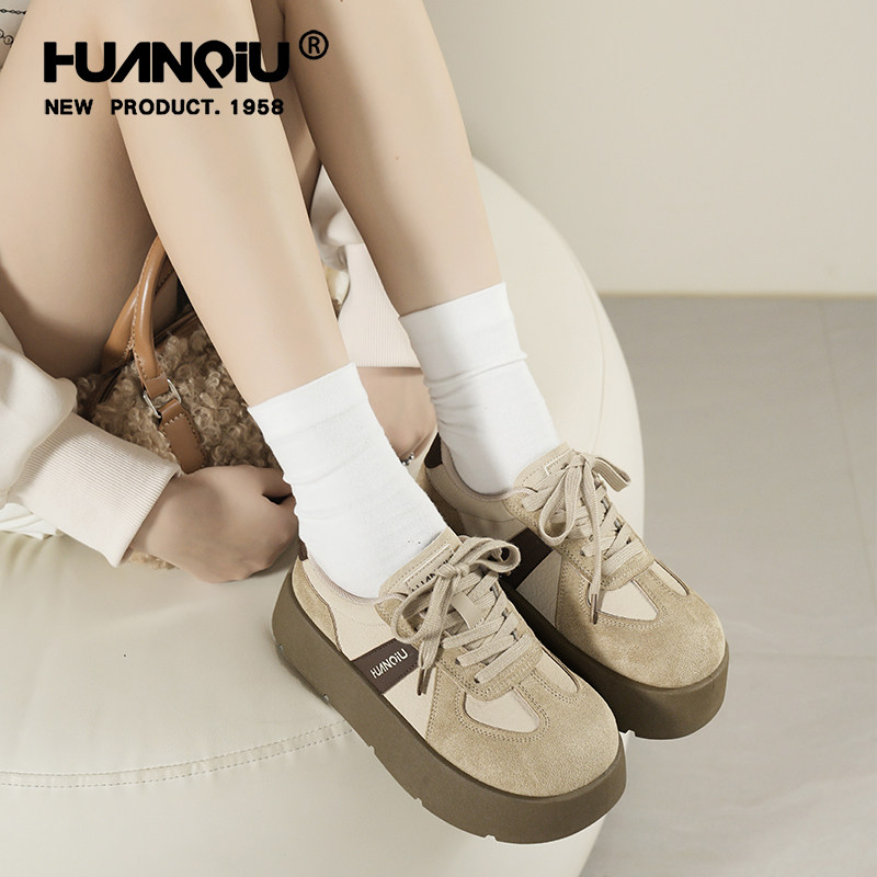 环球爆款厚底德训鞋子女秋季2025新款休闲运动板鞋小个子增高女鞋,淘宝优惠券,粉丝福利购,淘宝优惠卷