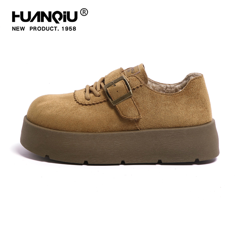 环球复古加绒勃肯鞋女款2025秋冬季新款厚底增高棉鞋百搭休闲女鞋 - 图0